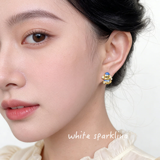 Personality Designer Enamel Drip Glazed Painted Puppy Bone Earrings