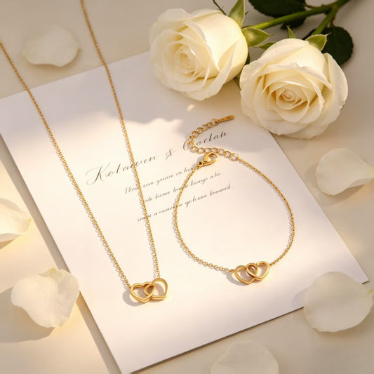 Romantic Fashion Titanium Steel Double Buckle Design Niche Jewelry Set