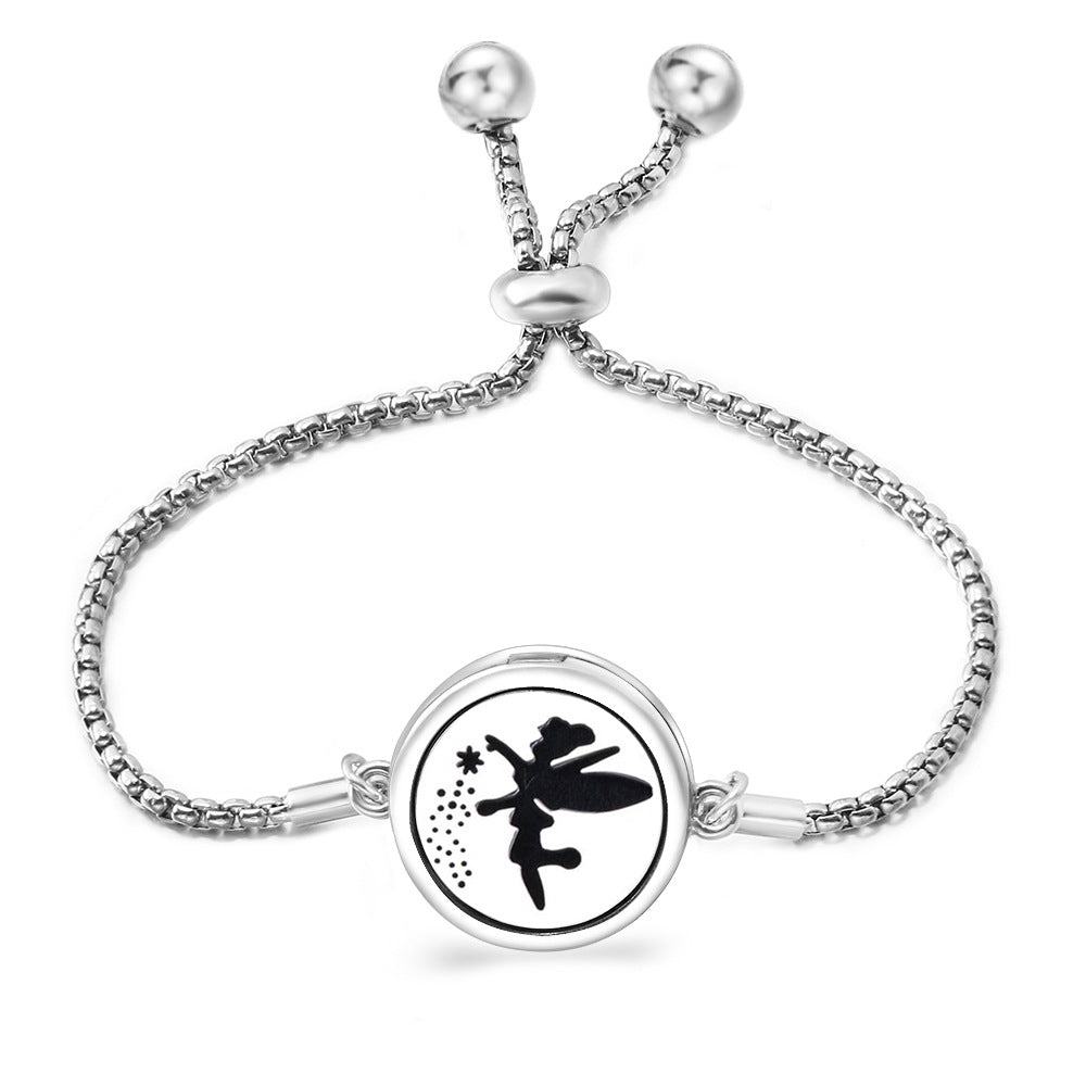 Fashion Angel Wings Box Essential Oil Diffuser Stainless Steel Adjustable Bracelet