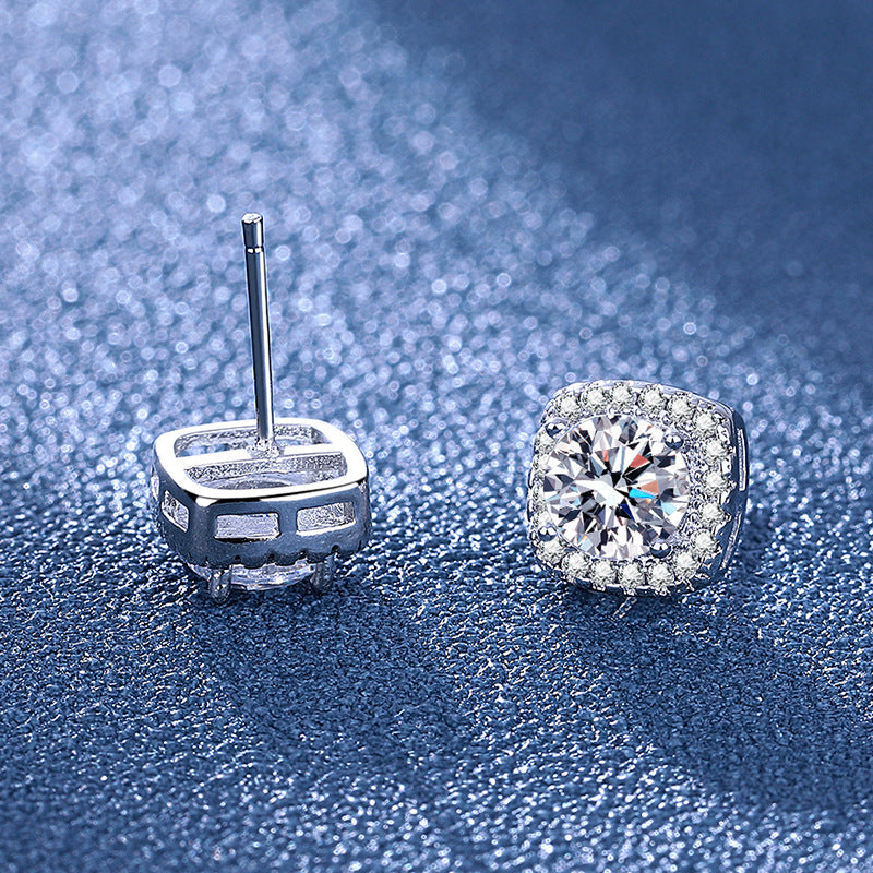 Women's Simulation Diamond Suit Female Plated Pure Stud Earrings