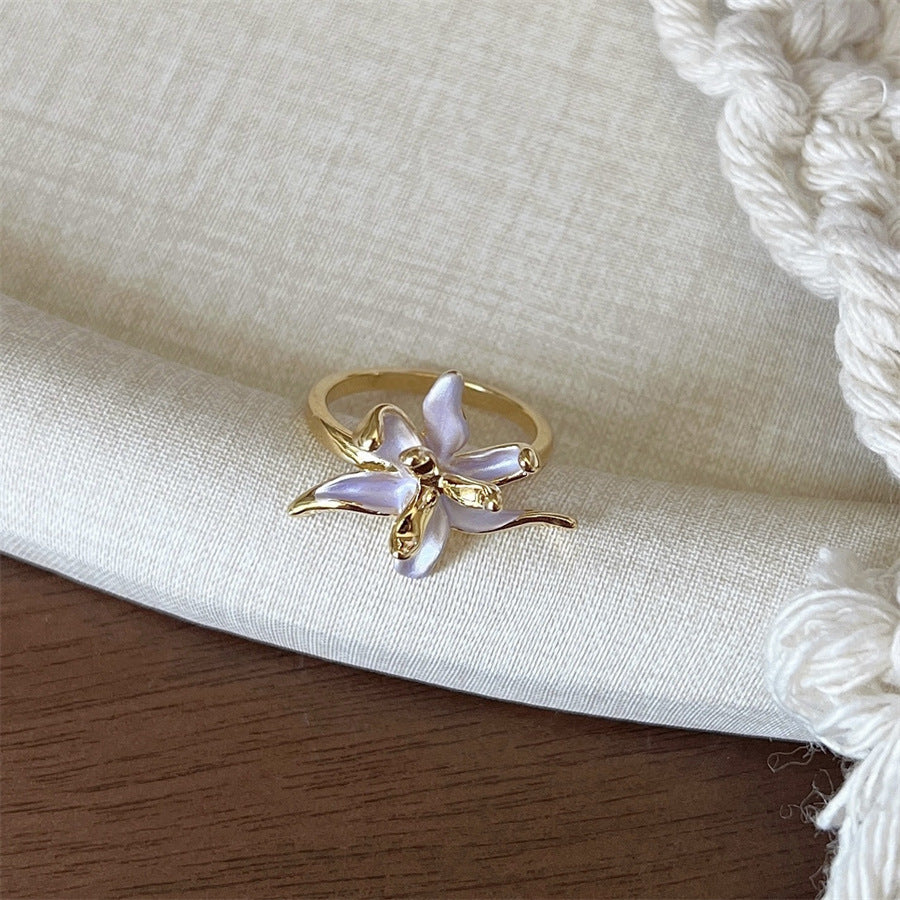 Glaze Enamel Butterfly Female Purple Special Interest Light Rings