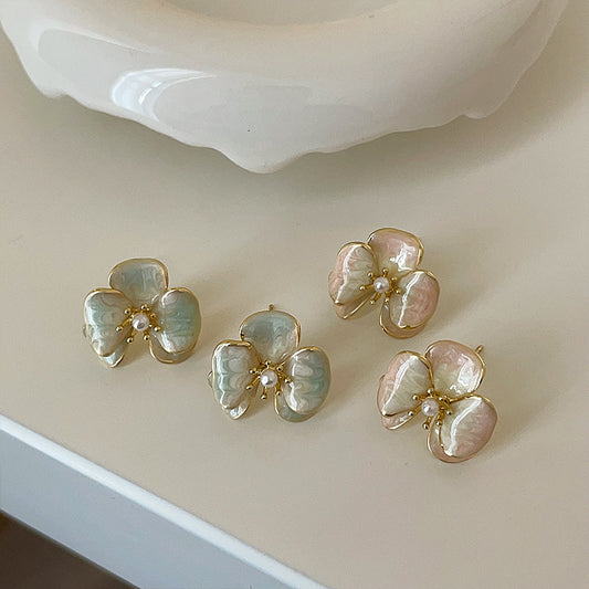 Gentle Blooming Glaze Flowers Female Personality Earrings