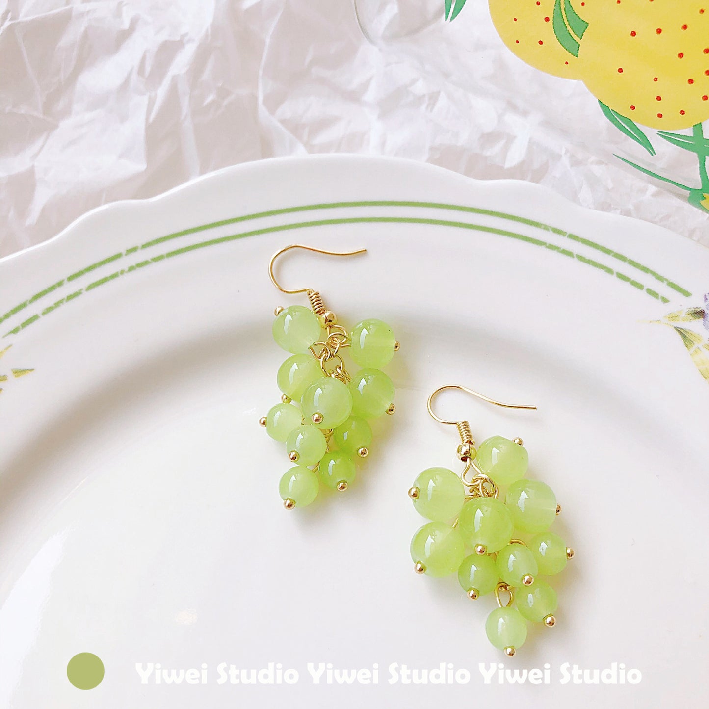 Candy Color Sweet Fresh Green Grape Earrings