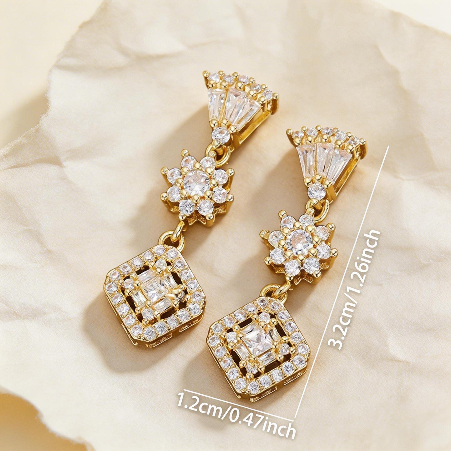 Zirconium Tassel Light Luxury Square Sugar Zircon High Sense Stud Earrings