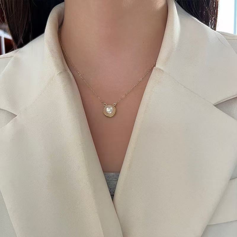 Women's Sier Lucky Beads Bowknot Clavicle Chain Light Luxury Minority High-grade Necklace