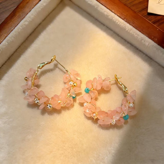 Gravel Zircon Shaped Female Niche White Earrings