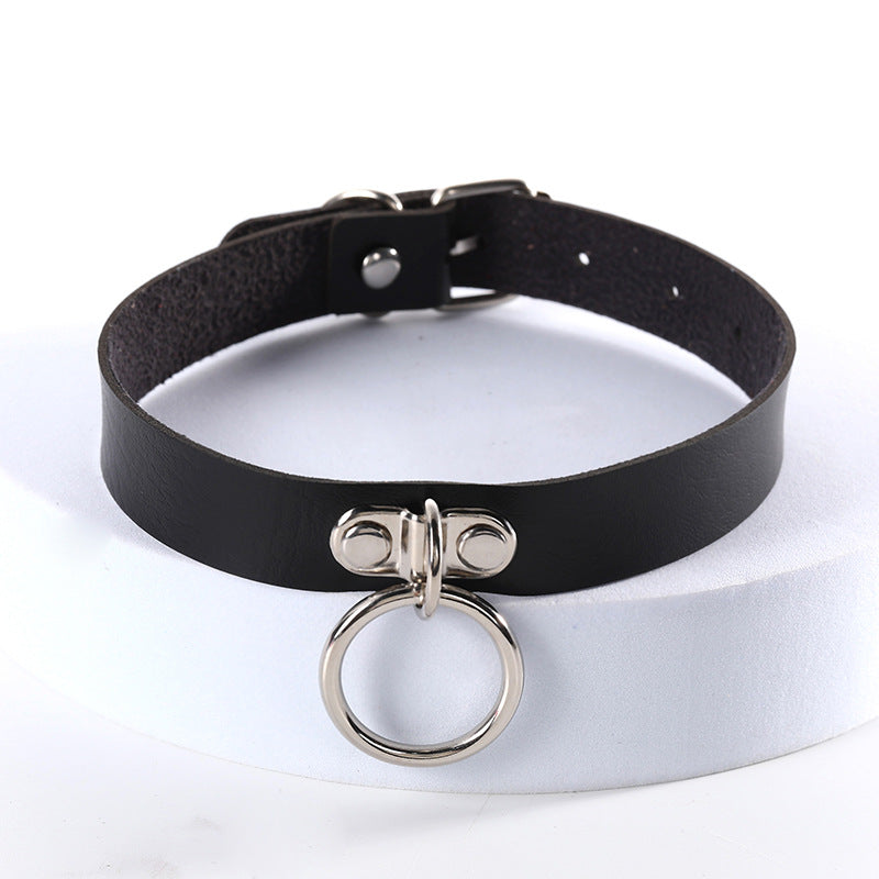 Women's Nightclub Hip Hop Double Leather Neck Collar