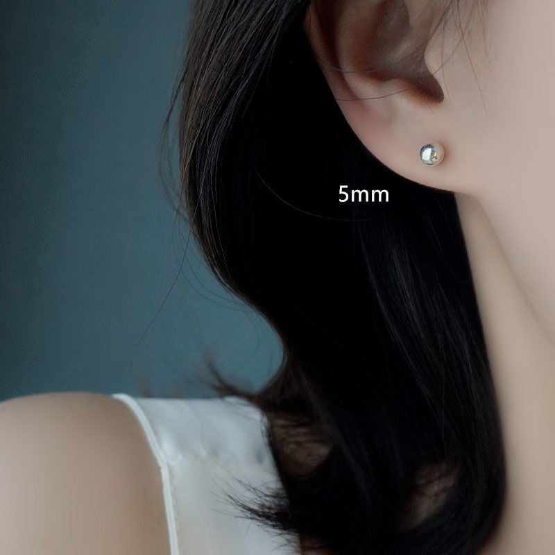 Women's Small Ear Lobe Suitable Mini Bone Sier Plated Stud Earrings