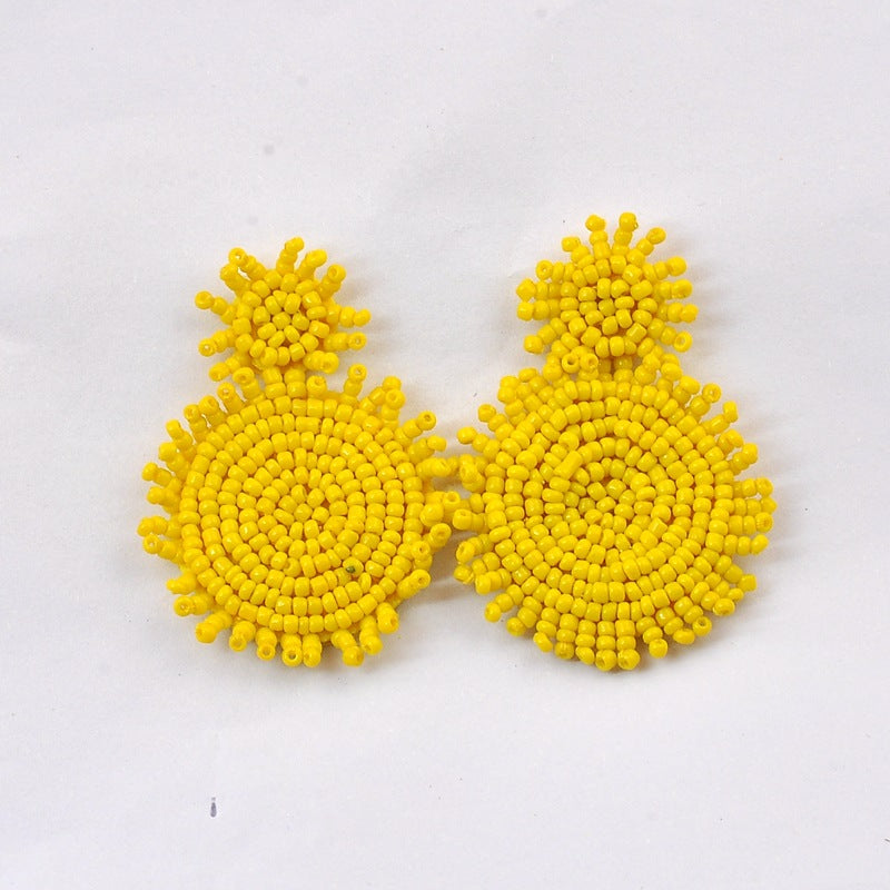 Fashion Bead Hand-woven Seaside Holiday Popular Stud Earrings