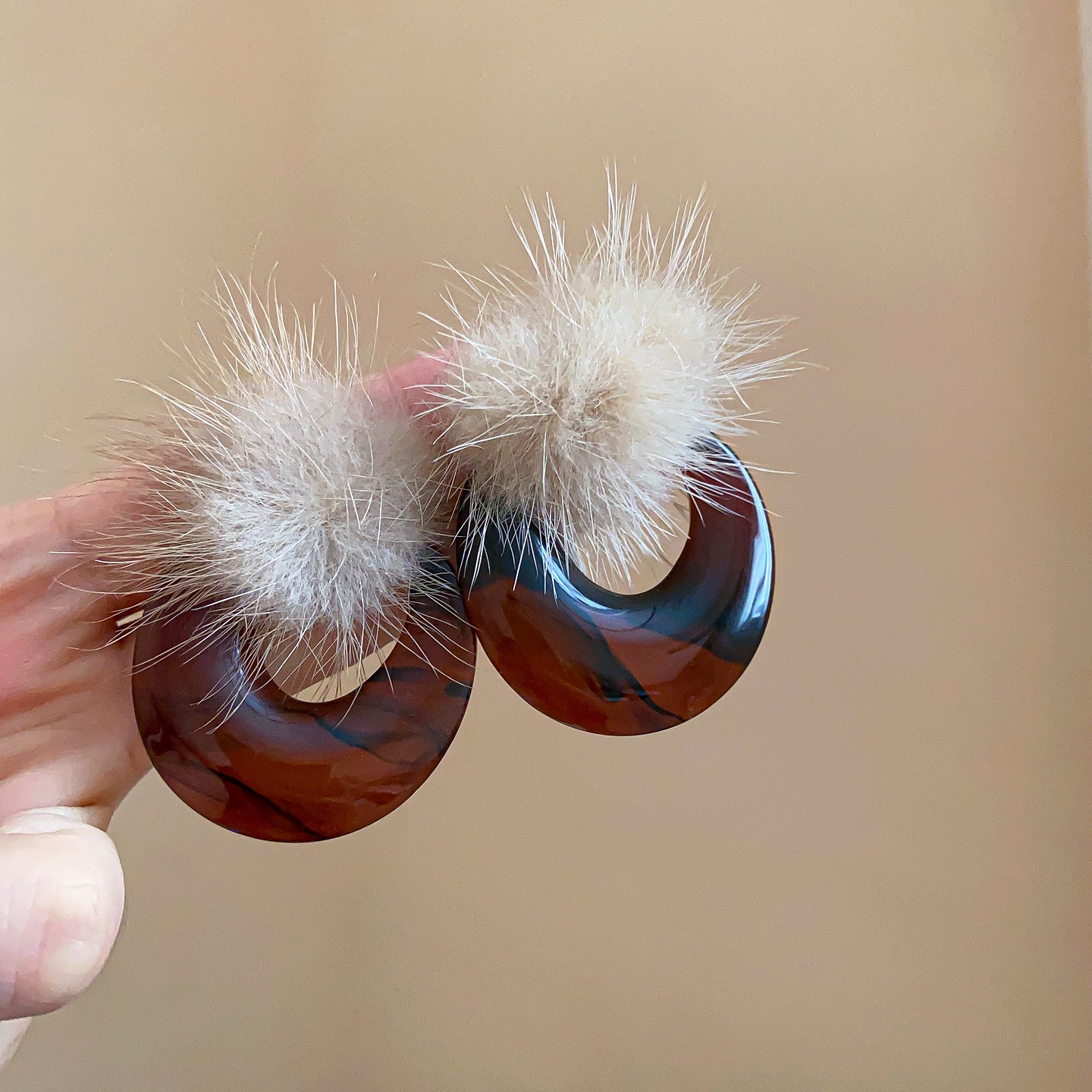 Women's Needle Geometric Irregular Resin Fashionable Retro Earrings