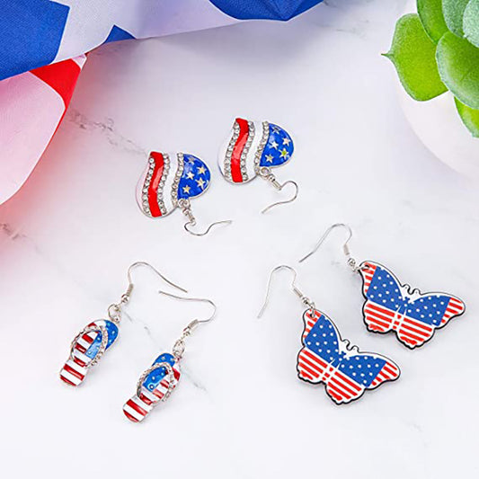 Graceful Popular Independence Day Flag Heart-shaped Earrings
