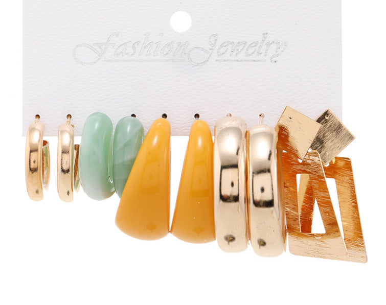 Creative Simple Acrylic Alloy Metal Pearl Stud Earrings