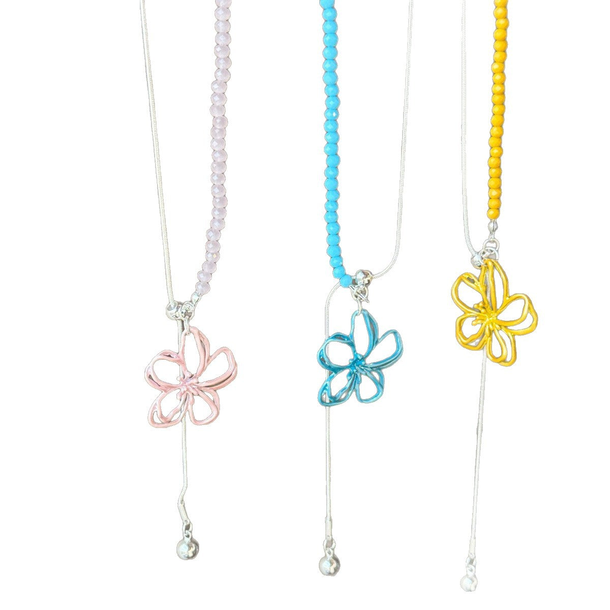 Spring Atmosphere Multicolor Cutout Small Flower Beaded Female Niche Design Necklace