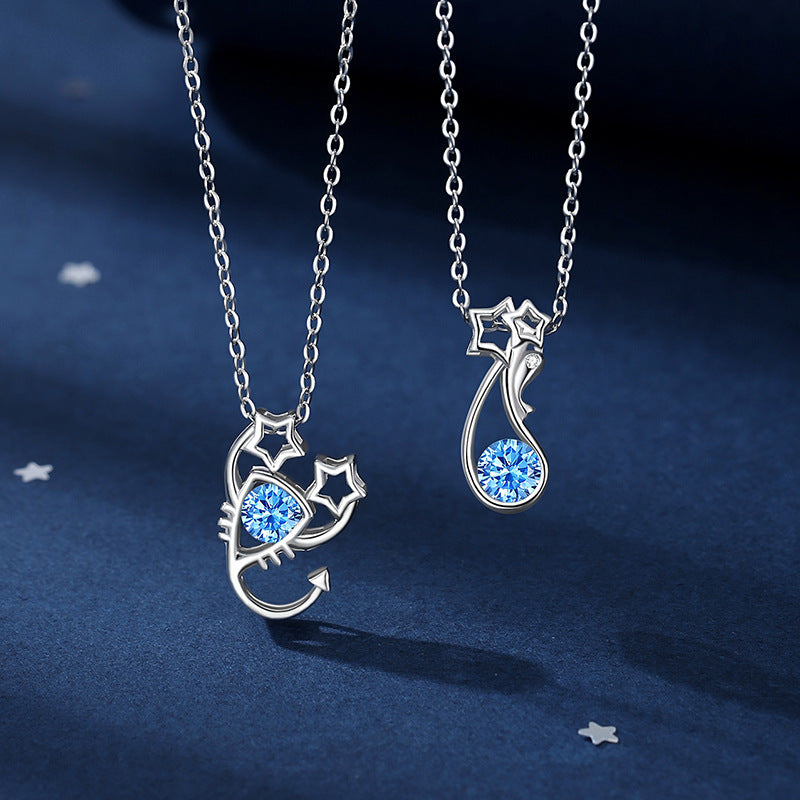 Women's Constellation Sterling Sier For Design Light Luxury Navy Blue Necklace