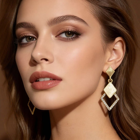 Women's Light Luxury Geometric Diamond High-grade Zircon Stud Earrings