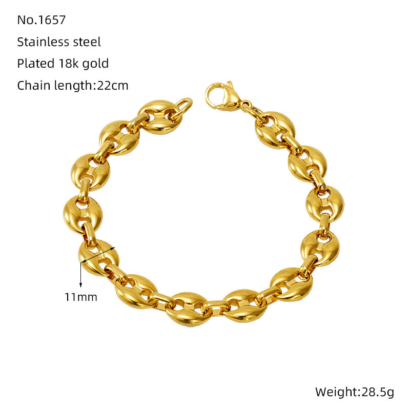 Women's & Men's Vachette Clasp Fashion Day Font Oval Bracelets