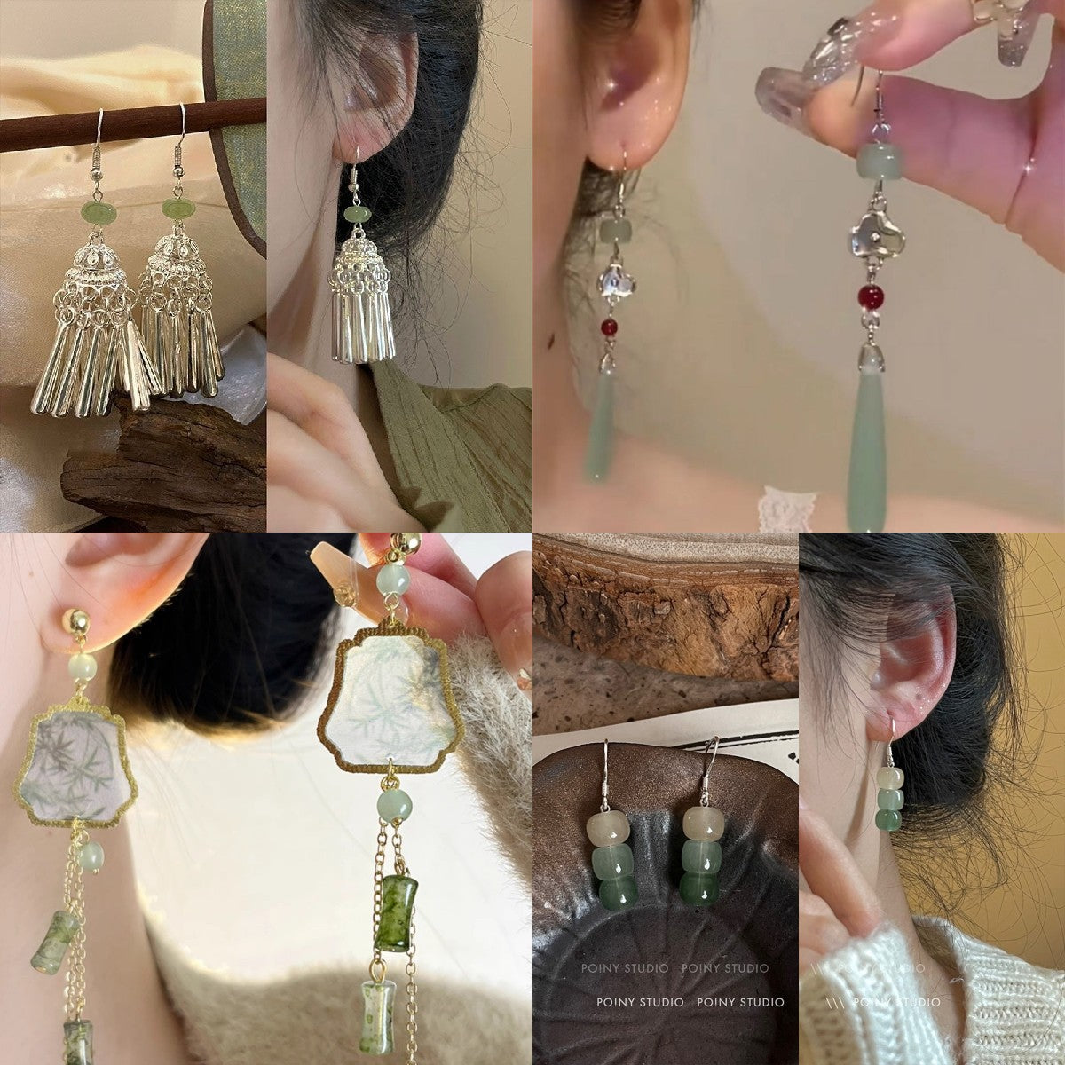 Women's National Fashion Cheongsam Elegant Bamboo Fan Earrings