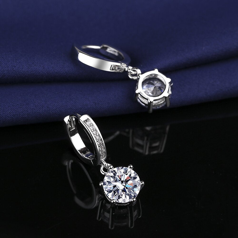 Live Streaming Fashion Tassel Imitation Moissanite Six Claw 2 Karat Earrings