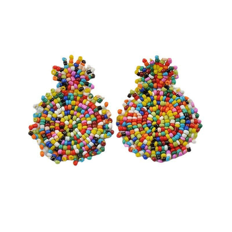 Fashion Bead Hand-woven Seaside Holiday Popular Stud Earrings