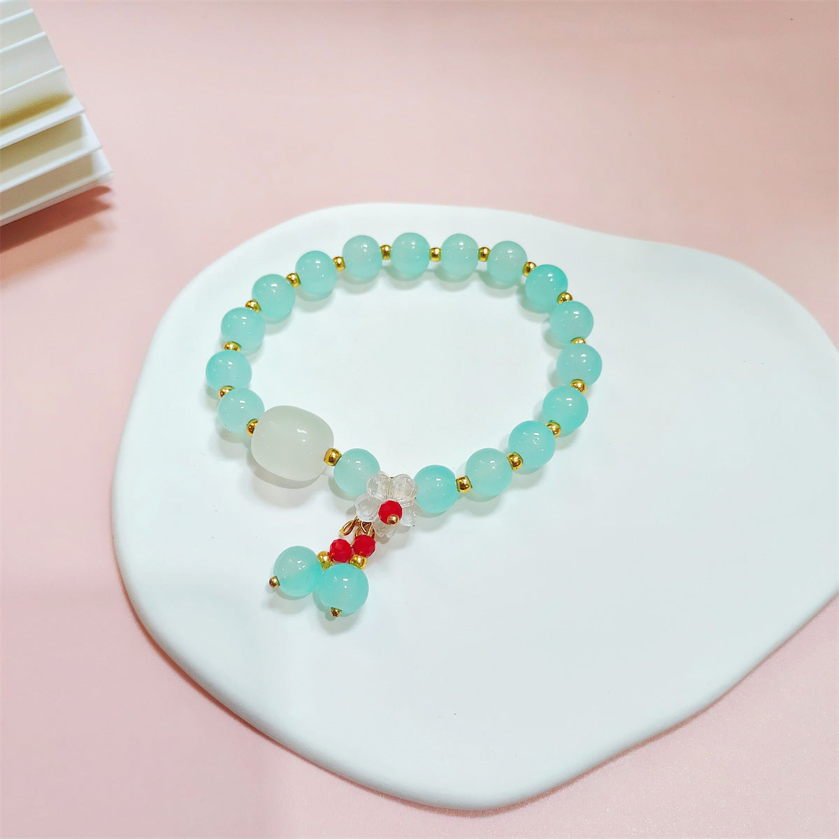 Female Natural White Yu Light Luxury Minority Gift Colored Glaze Bracelet