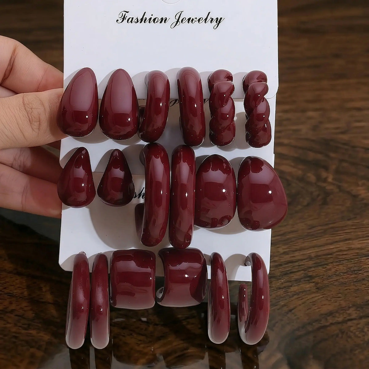 Women's Red Acrylic Water Drop Geometry Type Boutique Trendy Sets Of Earrings