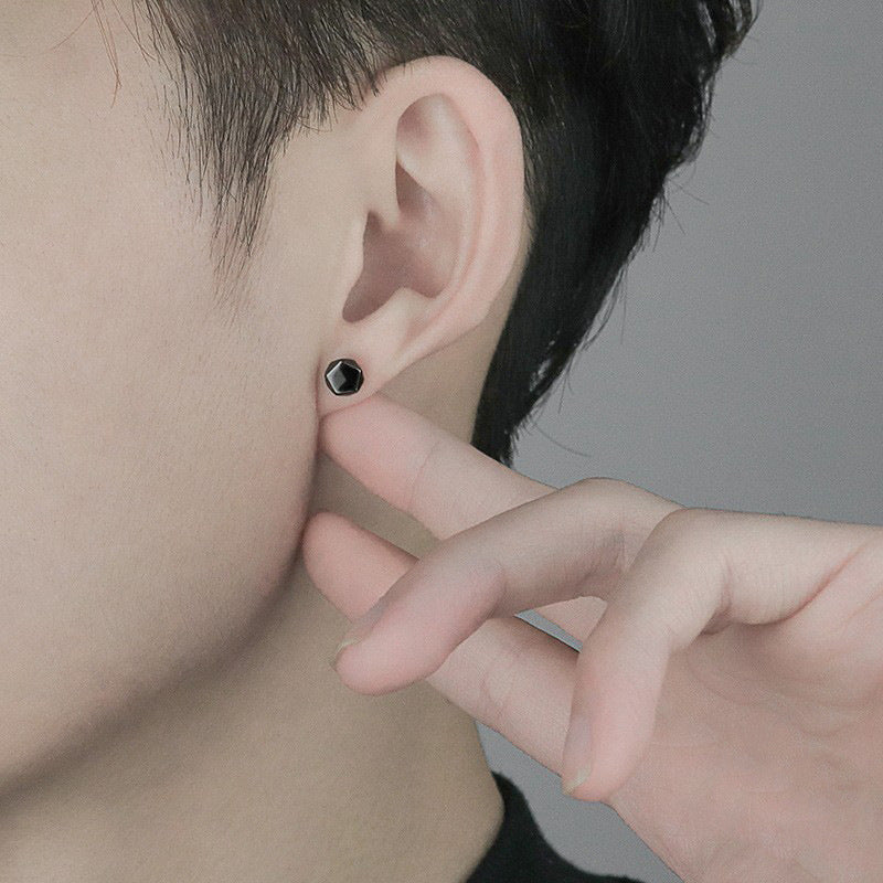 Men's Diamond-shaped Magnetic Ear Clip Without Pierced Magnet Trendy Unique Hipster Earrings