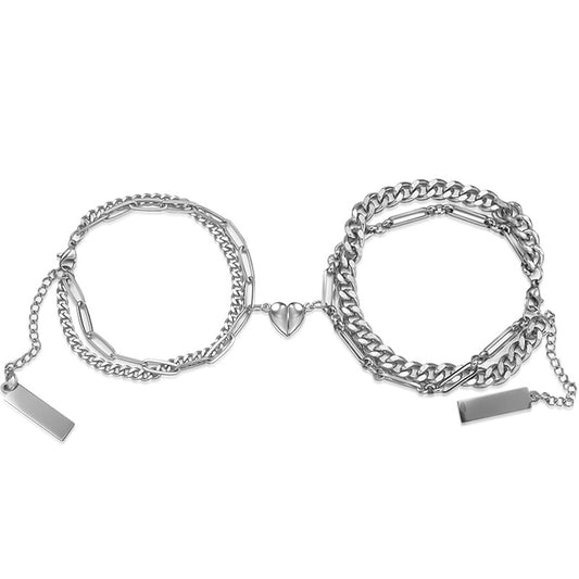 Women's & Men's Beating Couple One Pair Trendy Stitching Bracelets