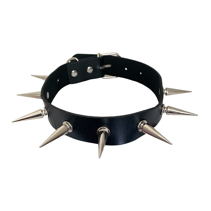 Punk Nightclub Long Pointed Rivet Short Personalized Collar