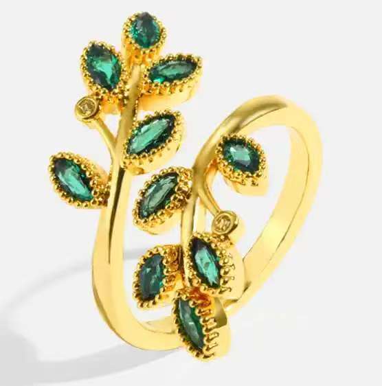 Fresh Leaves Open Female Light Luxury Temperament High Sense Index Ring