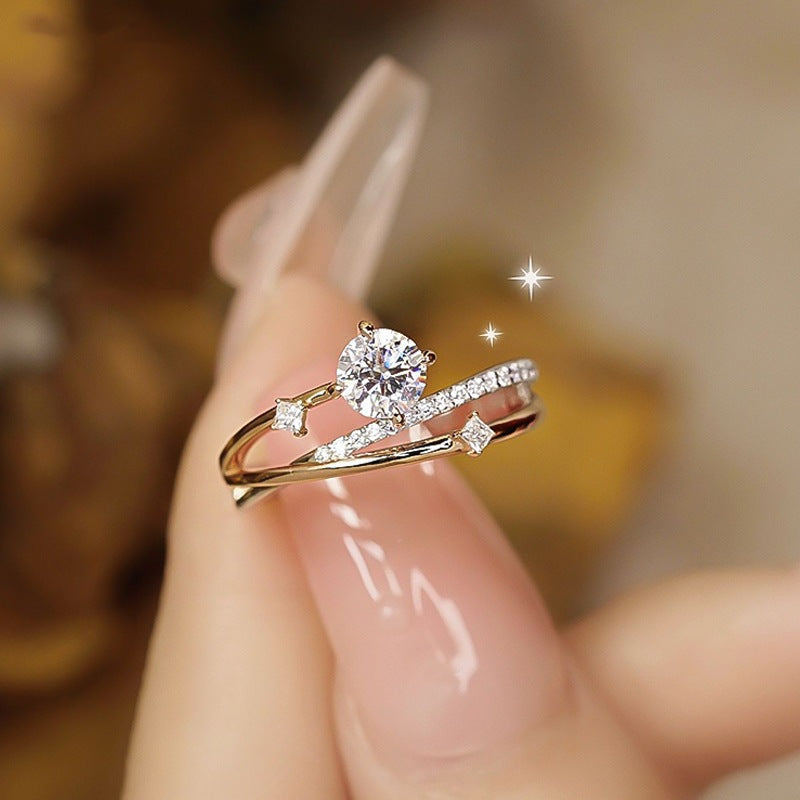 Women's Starry Sky Sterling Sier Light Luxury Ring