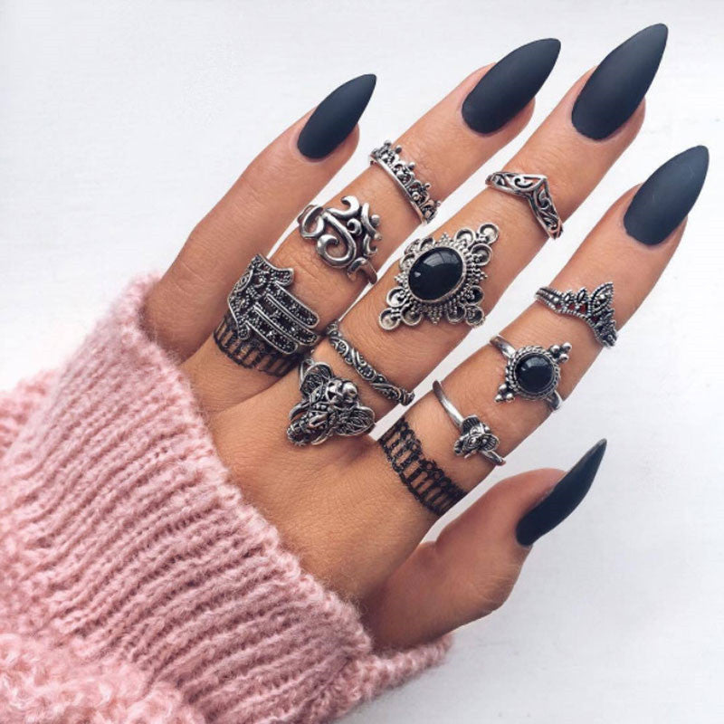 Combined Set Suit Bohemian Vacation Metal Rings