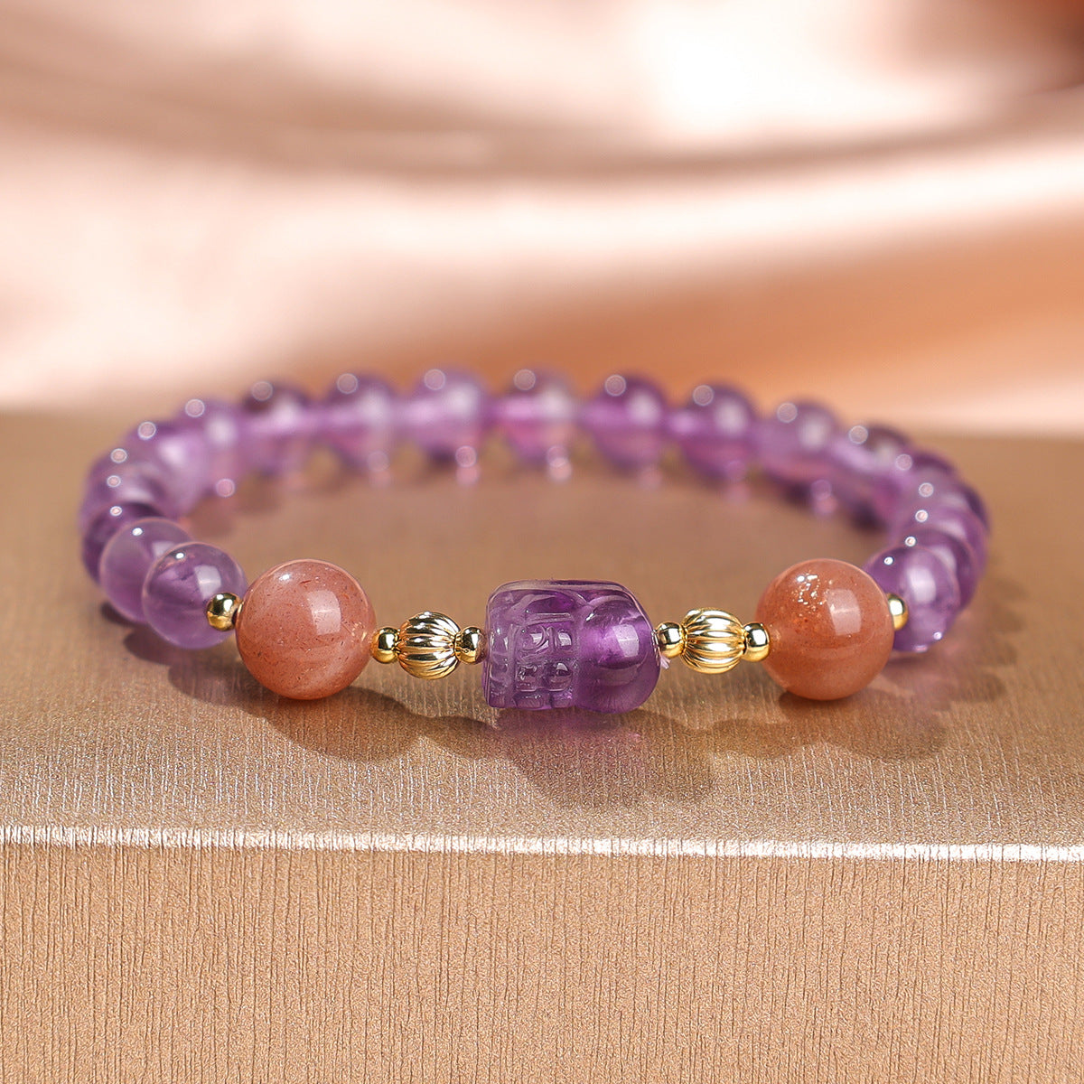 Women's Natural Amethyst Beaded For Mild Luxury Retro Bracelet