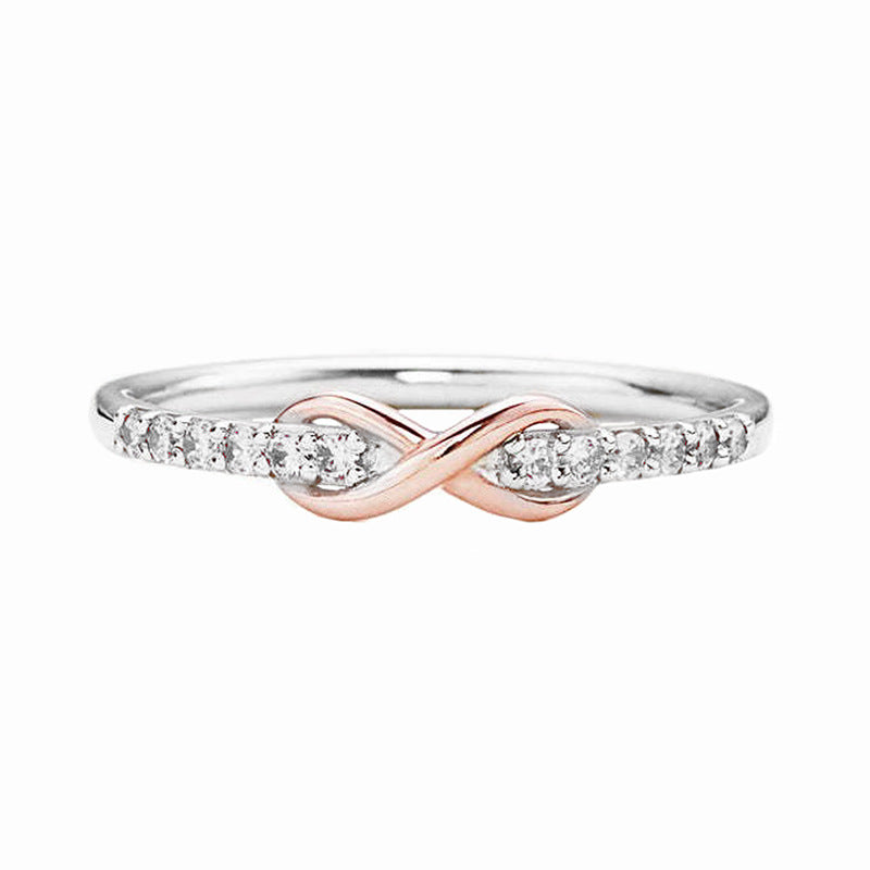 Women's Lucky Inlaid Zirconium Electroplated Two-color Single Row Rings