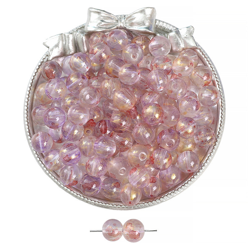 Glass Ice Transparent Ink Blooming Gold Sprinkling Round Jewelry Accessories