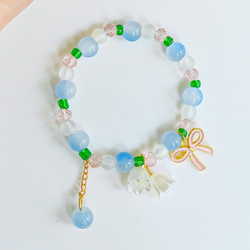 Two-color Lily Female Temperament Small Crystal Bracelet