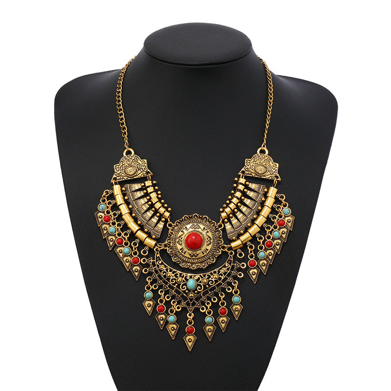 Ethnic Water Drop Tassel Sweater Chain Necklaces