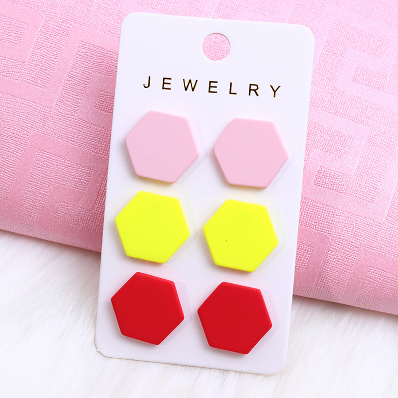 Women's Valentine's Day Gift Love Three-piece Acrylic Earrings