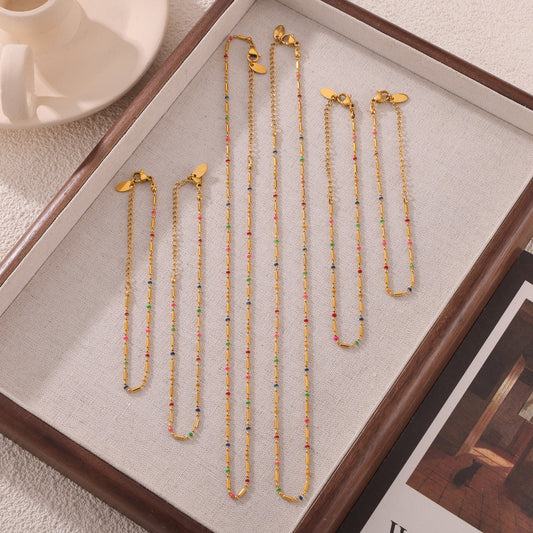 Women's Style Colorful Mini Design Drop Oil Round Bracelets