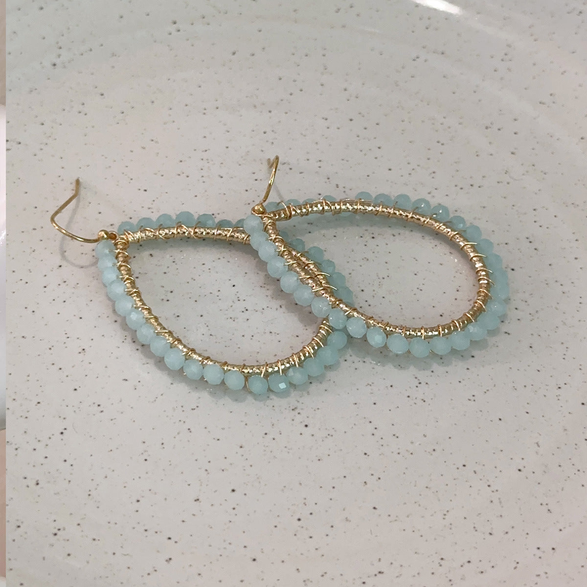 Drop-shaped Handmade Woven Crystal Beaded Bohemian Earrings