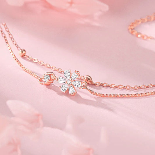 Women's Cherry Blossom For Design Trend Diamond Zircon Bracelet