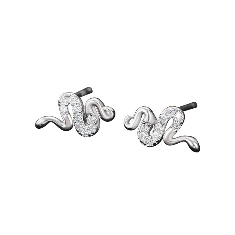 Women's Zirconium Spirit Snake Personality Unique Design Cold Earrings