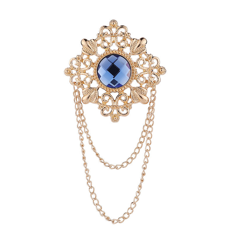 Men's Style Gem Brooch Pin Fashion Tassel Brooches