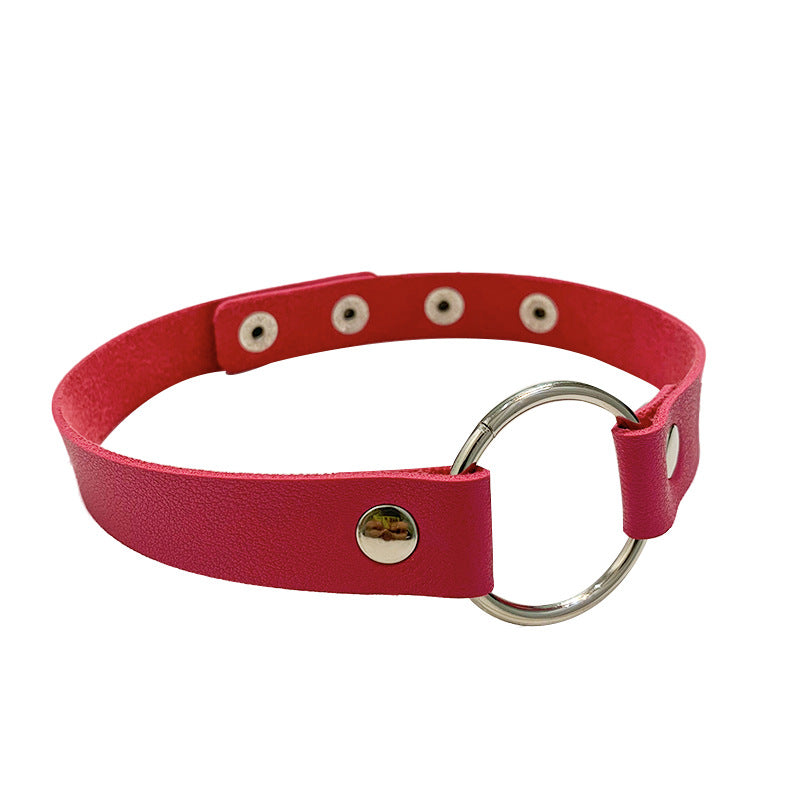 Rock Street Shooting Nightclub Leather Round Necklet Collar