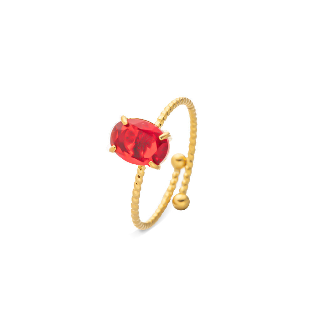 Women's Stainless Steel Zircon Niche High Sense December Birthday Stone Ring