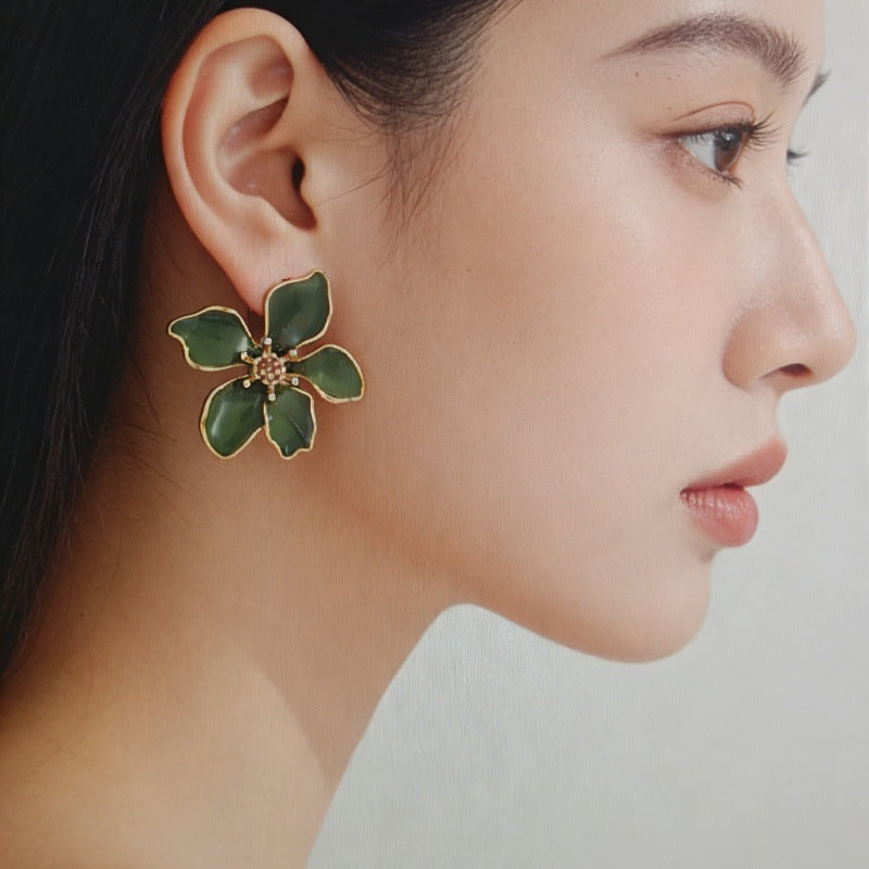 Women's Fashion Glaze Flowers High-grade Simple Personalized Trendy Earrings