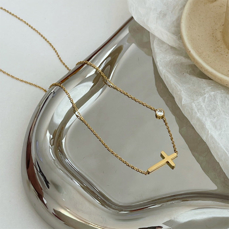 Women's Sun Cross Stainless Steel Fashion Personality Design Necklace