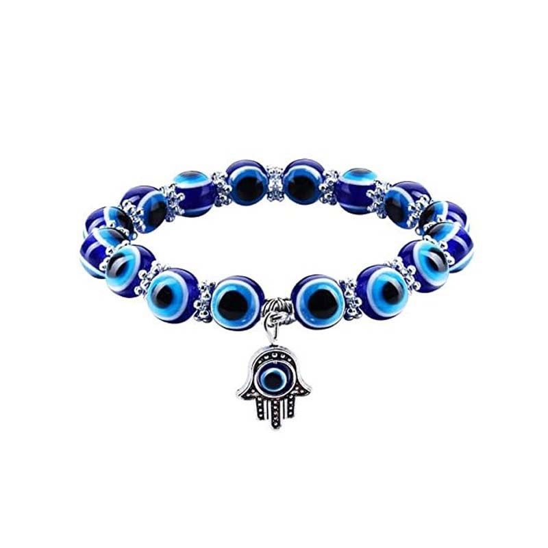 Devil Eye Fatima Palm Beaded Resin Turkish Blue Eyes Elastic Bracelets