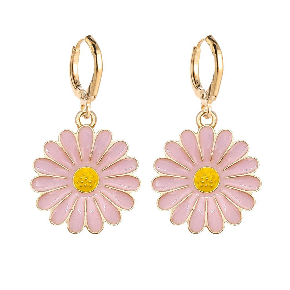 Autumn Sun Alloy Dripping Oil Color Earrings
