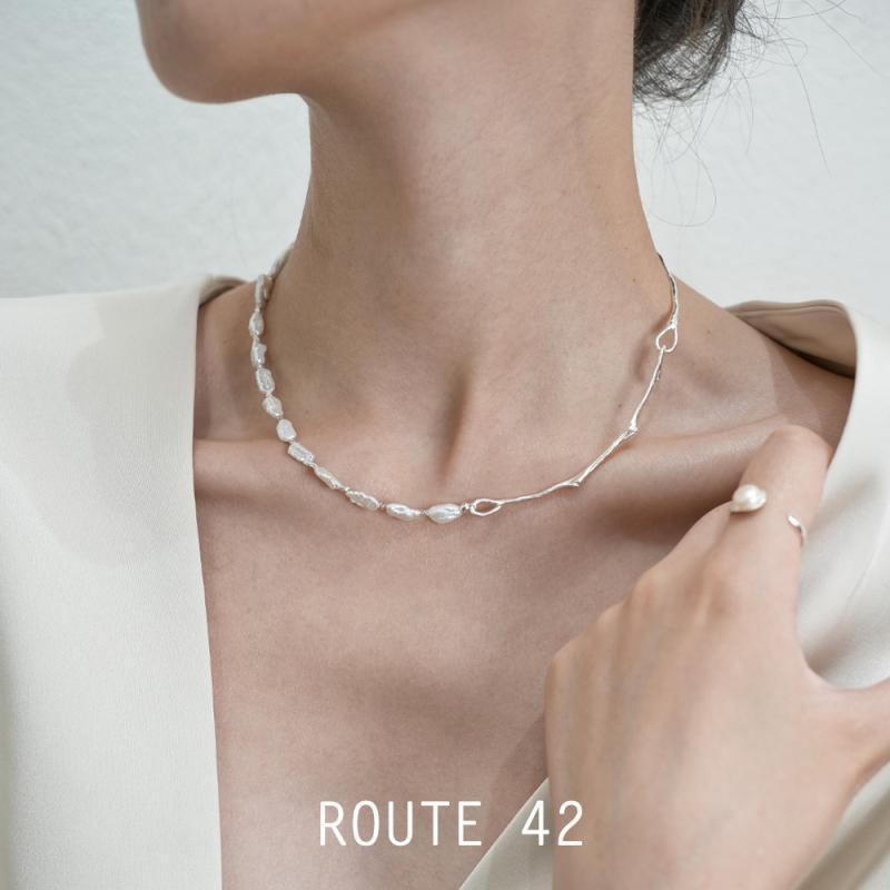 Retro Natural Baroque Pearl Broken Sterling Sier Necklaces