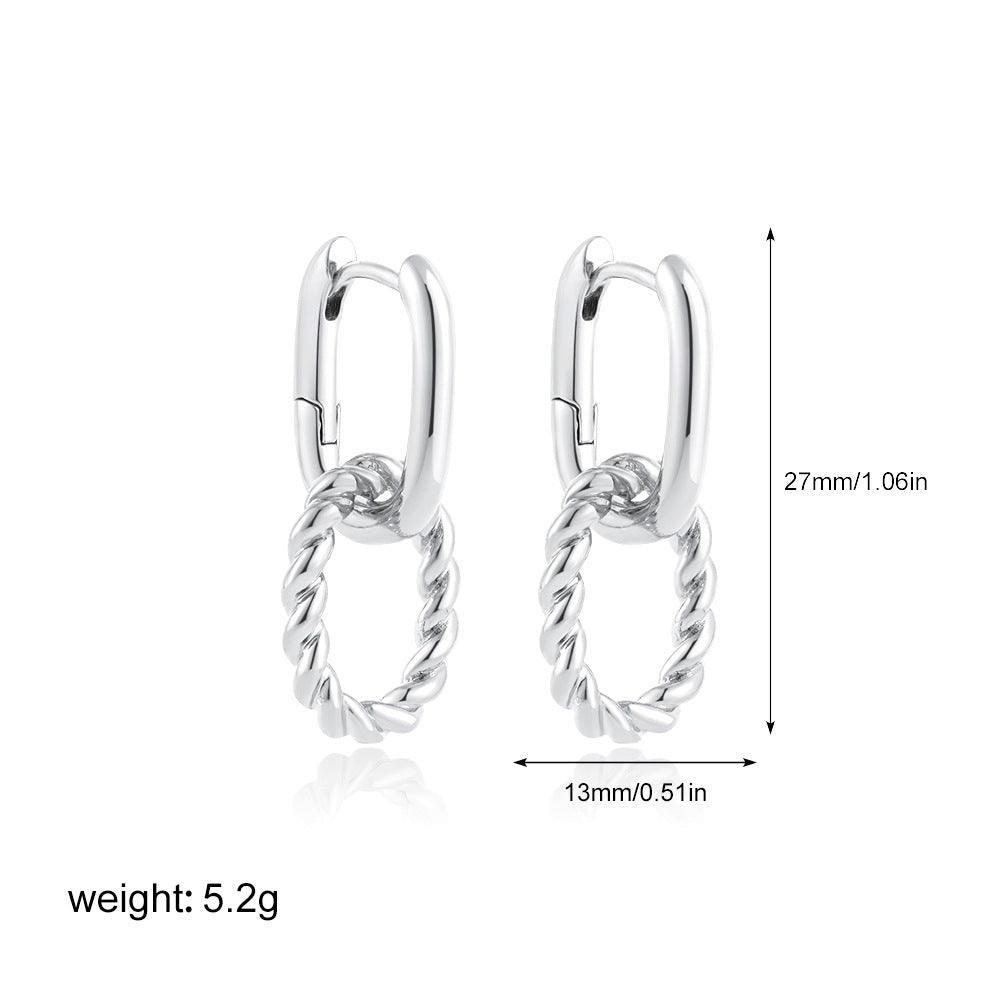 Twist Geometric Square Ear Clip Simple Earrings